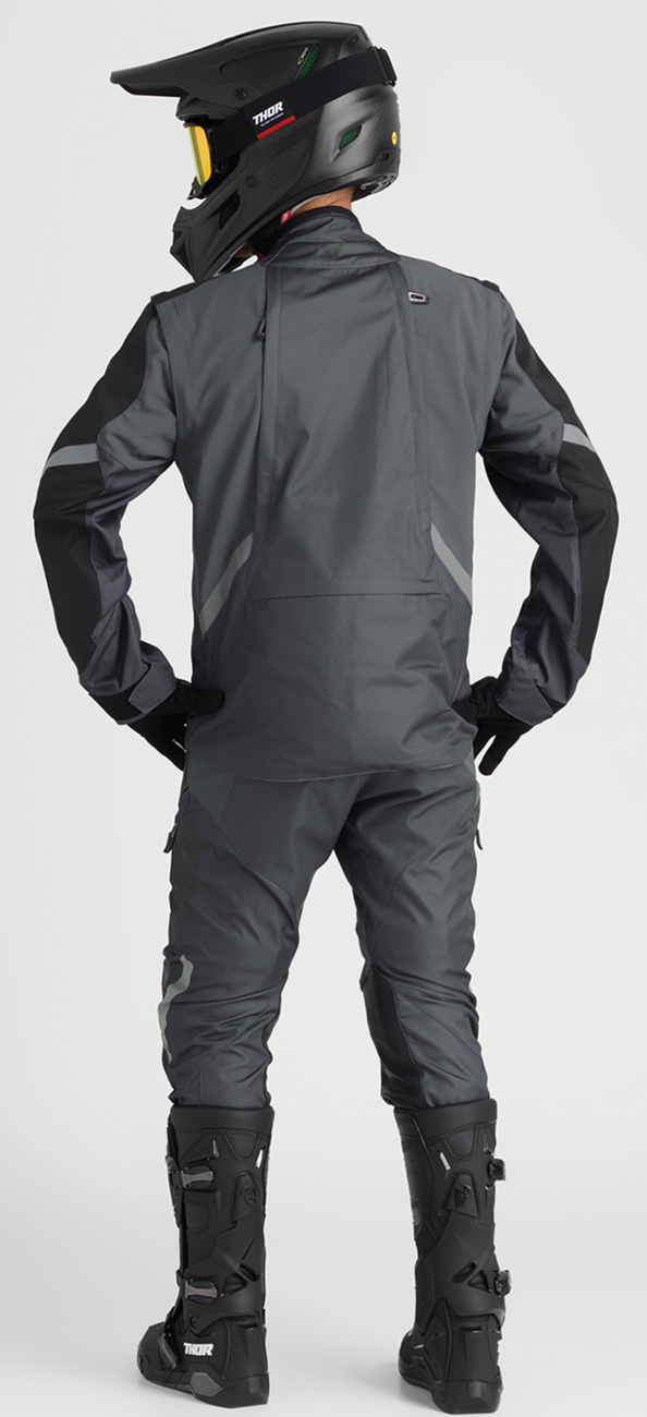 THOR Terrain Jacket in charcoal, medium size, featuring durable fabric and outdoor design, suitable for riding or outdoor activities.
