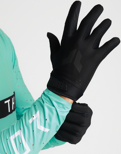Black THOR Launchmode gloves in small size, featuring durable construction and secure fit for motorcycle riding.