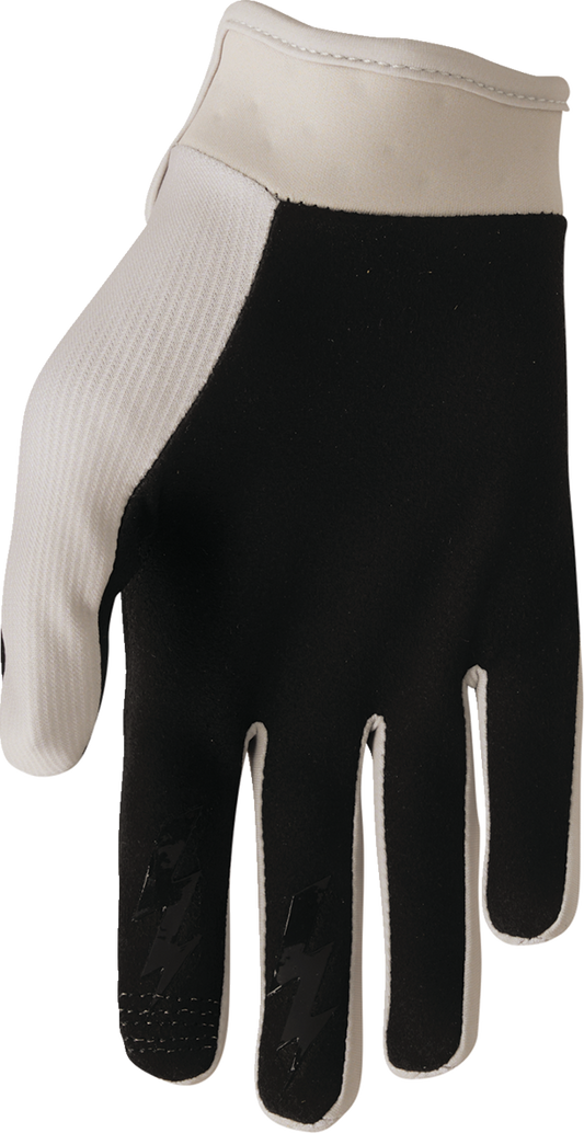 THOR Launchmode gloves in sand color, size 2XL, featuring soft Clarino® palm and secure fit for comfortable riding.
