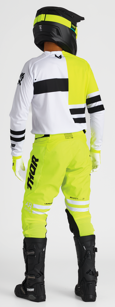 THOR Launchmode Gloves in acid large size, featuring protective motorcycle glove design with reinforced palms and vibrant color accents.