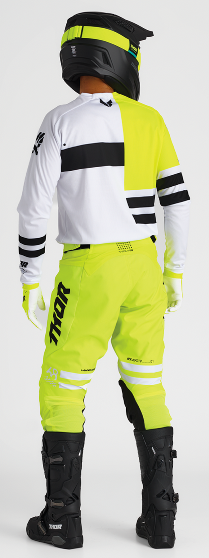 THOR Launchmode Gloves in acid large size, featuring protective motorcycle glove design with reinforced palms and vibrant color accents.