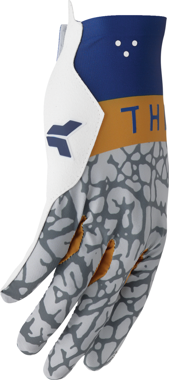 THOR Sportmode Bravo motorcycle gloves in navy and copper, large size, featuring protective padding and breathable material.