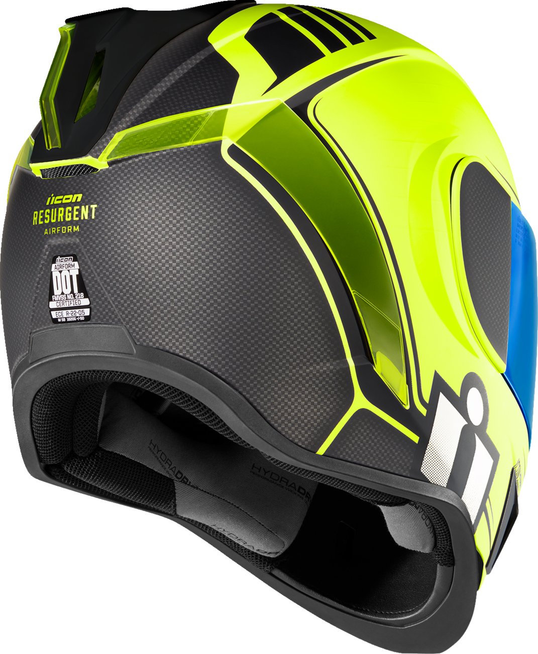 Bill's Exhausts ICON Airform™ Resurgent Hi-Viz helmet in medium size, featuring vibrant color and aerodynamic design.