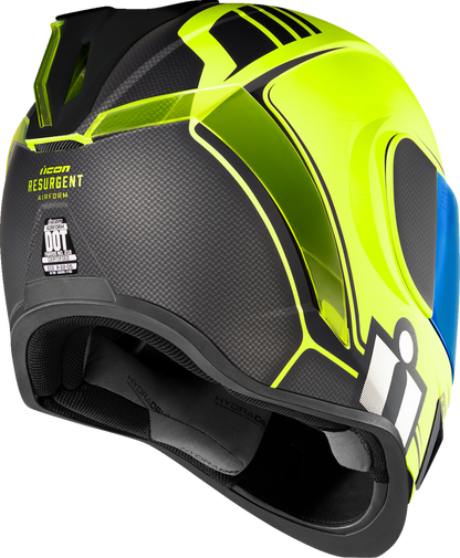 Bill's Exhausts ICON Airform™ Resurgent Hi-Viz helmet in medium size, featuring vibrant color and aerodynamic design.