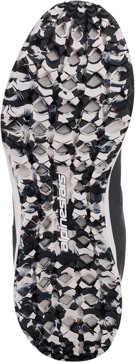 Alpinestars Speedforce shoes in black, white, and red with US size 12, showing the sporty design and branding details.