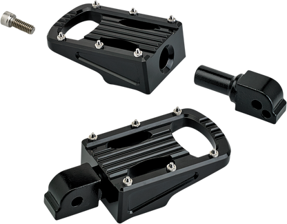 Black BILTWELL Punisher passenger footpeg for motorcycles, made of durable body material with M8 mounting hardware.