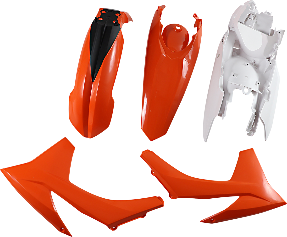A black Acerbis standard replacement body kit for motorcycles, featuring durable OEM parts with sleek design.