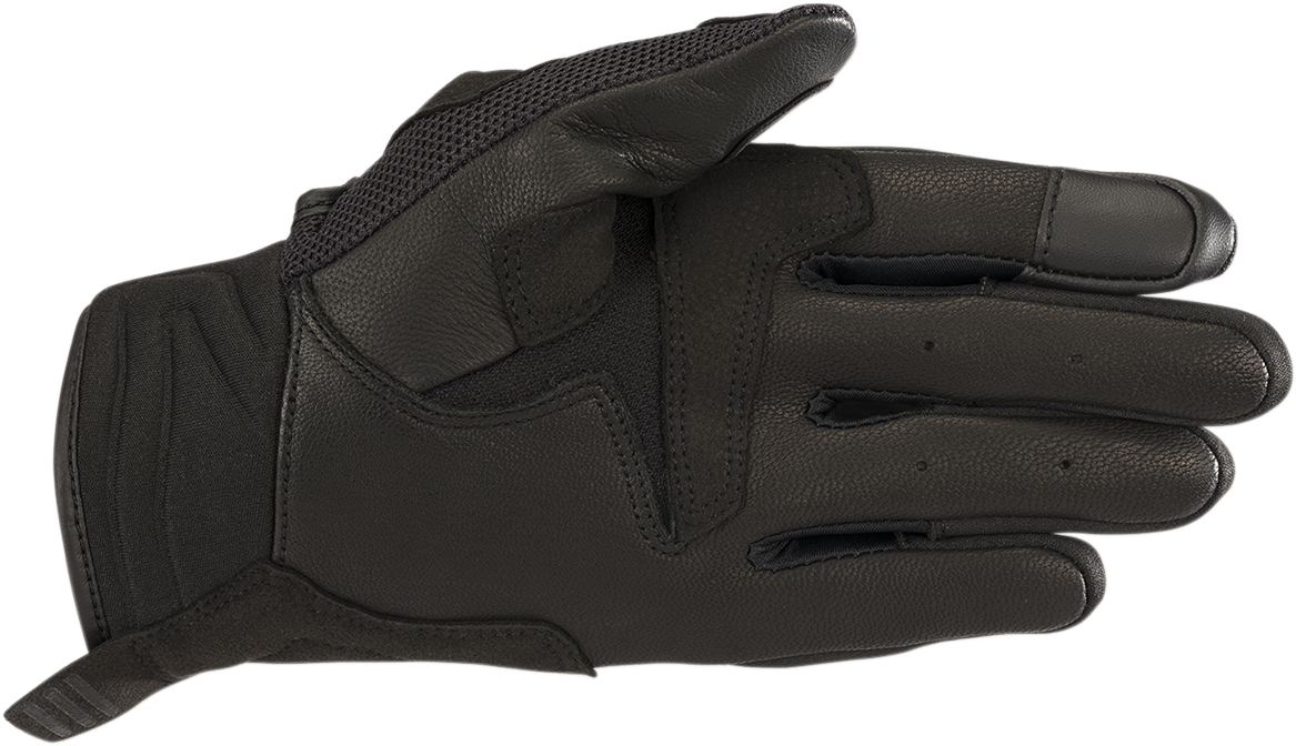 Alpinestars Stella Atom Women’s black gloves with protective padding, small size, designed for motorcycle riding.
