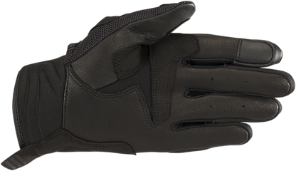 Alpinestars Stella Atom Women’s black gloves with protective padding, small size, designed for motorcycle riding.