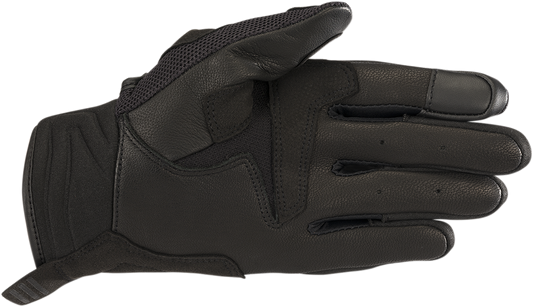 Black ALPINESTARS Women Stella Atom Gloves in XS, showing the sleek design and protective features of these motorcycle gloves.