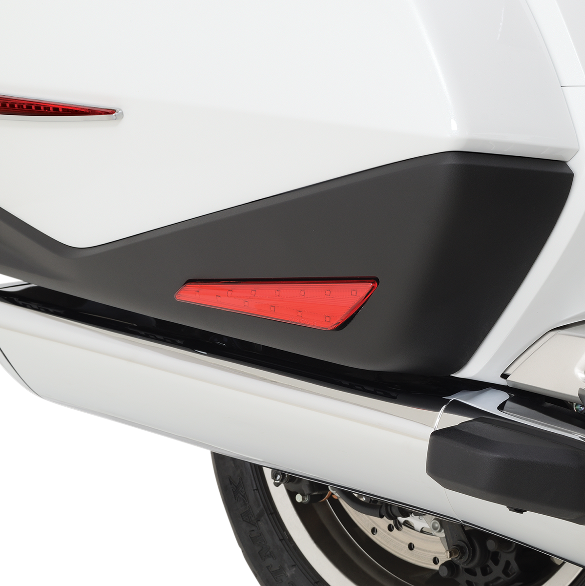 Red Show Chrome engine marker lights for Honda GL1800 motorcycle, designed by Bill's Exhausts, with chrome finish and mounting details.