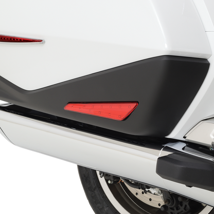 Red Show Chrome engine marker lights for Honda GL1800 motorcycle, designed by Bill's Exhausts, with chrome finish and mounting details.