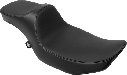 Drag Specialties Predator III extended reach seat for FLH/FLT 2023-2024 motorcycle, showing the black padded seat with mounting hardware.