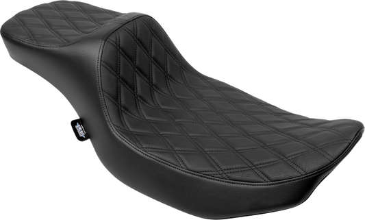DRAG SPECIALTIES SEATS Predator III Extended Reach Seat for Harley FLH/FLT 2023-2024, showing black foam and seat cover