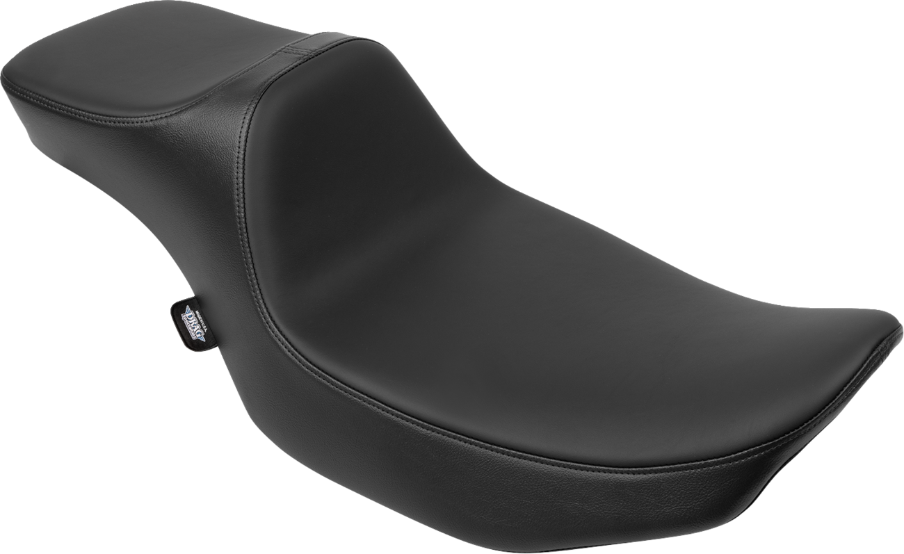 DRAG SPECIALTIES SEATS Predator III Extended Reach Seat for FLH/FLT 2023-2024, vinyl and solar reflective leather, shown from side view
