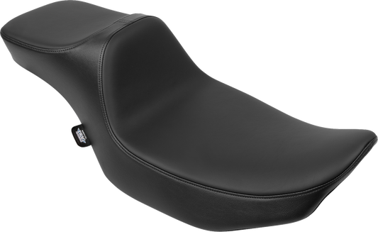 DRAG SPECIALTIES SEATS Predator III Extended Reach Seat for FLH/FLT 2023-2024, vinyl and solar reflective leather, shown from side view