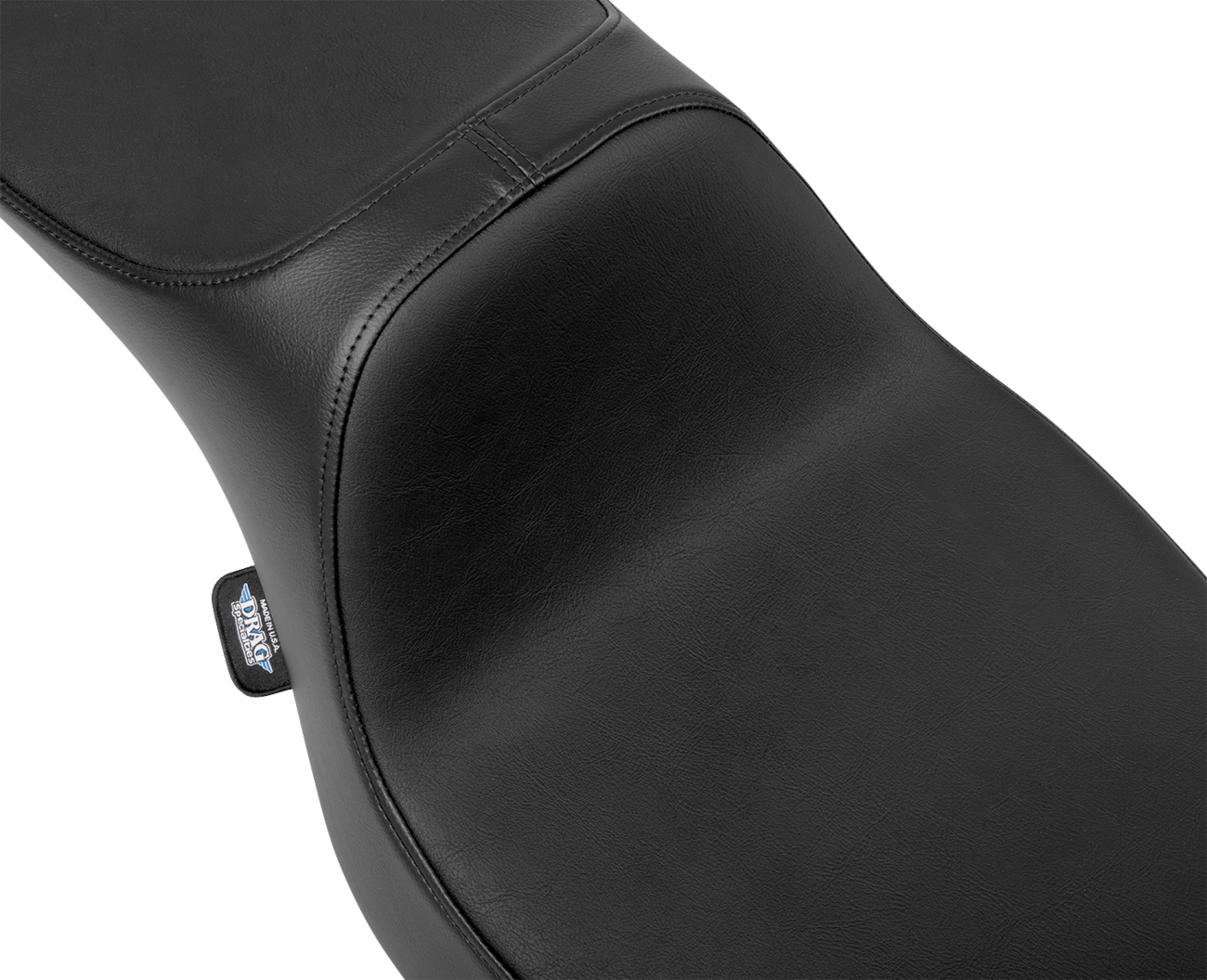 DRAG SPECIALTIES SEATS Predator III extended reach seat for 2023-2024 FLH/FLT motorcycles, shown from side view.