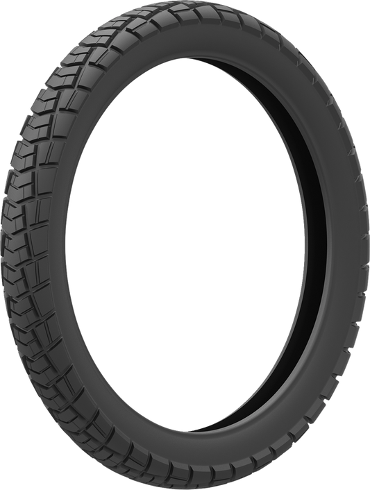 Kenda Trakmaster DTR front motorcycle tire 120/70-19 for dual sport and adventure bikes, featuring rugged tread pattern.