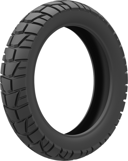 Kenda Trakmaster DTR rear motorcycle tire 140/80-17 for dual sport and adventure bikes, featuring rugged tread design.