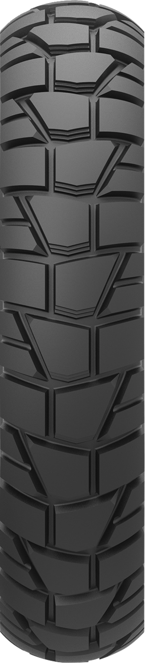 Kenda Trakmaster DTR rear motorcycle tire 140/80-18 for dual sport and adventure bikes, featuring rugged tread pattern.