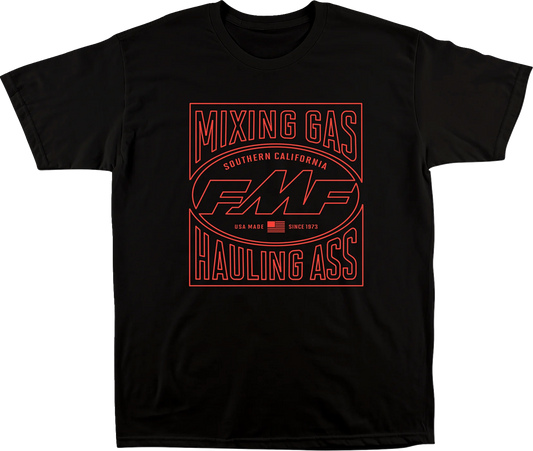 Black FMF Simple Things T-Shirt in Medium, showcasing a casual fit and minimalist design with the FMF logo.