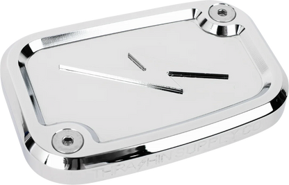 Chrome front brake master cylinder cover by Thrashin Supply Co. with TSC-3176-3 model number, designed for motorcycle braking systems.