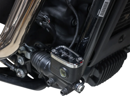 Chrome rear brake reservoir cap for Harley Softail, part TSC-3177-3, by THRASHIN SUPPLY CO., fits 2018 and newer models.