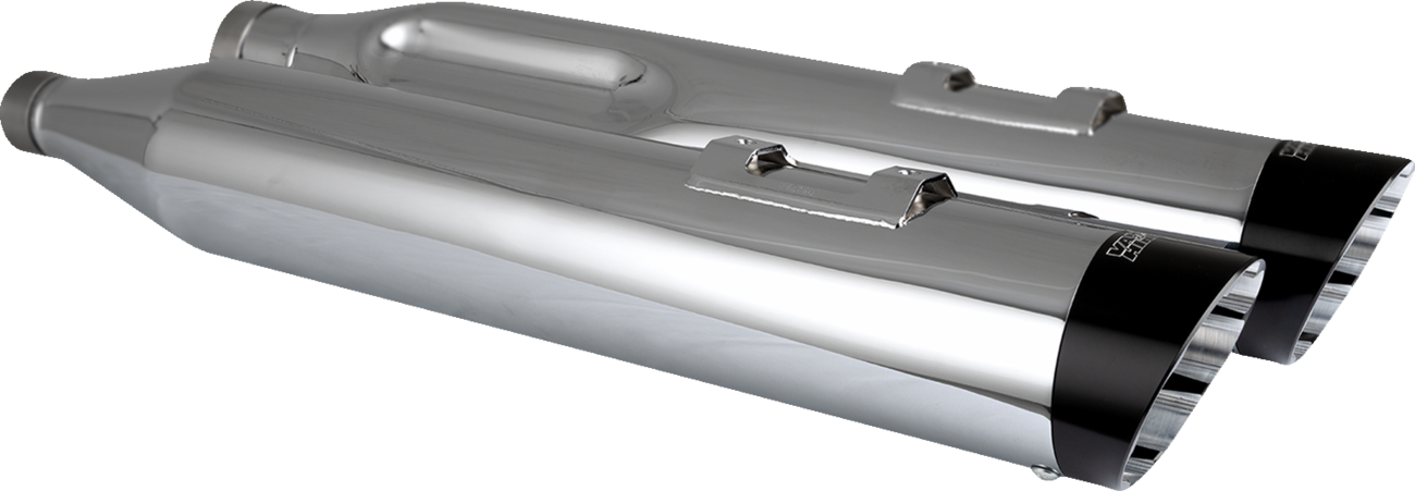 Chrome Vance & Hines Razorback 450 slip-on mufflers for M8 Bagger Harley-Davidson motorcycle, part 17960.