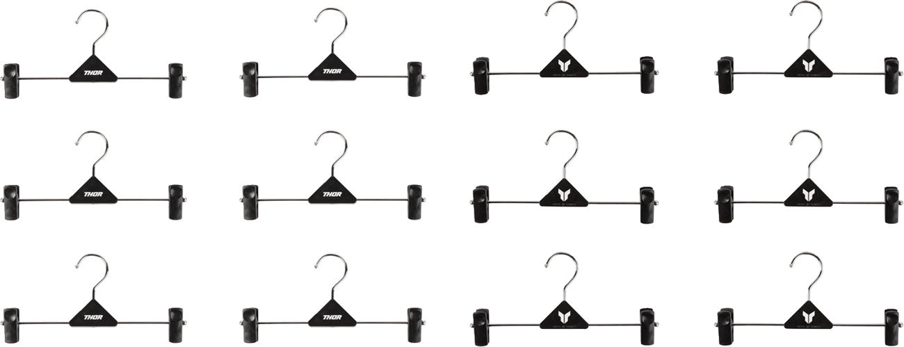 THOR Hanger Pants 12-pack retail display with sturdy metal hangers, model 1770-1-RV1, suitable for organizing clothing.