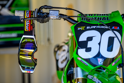 Scott Pro Circuit Prospect goggles in black, white, and yellow with clear lenses, designed for motocross and off-road riding.
