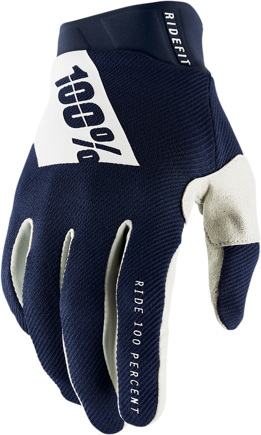 100% Ridefit Gloves - Navy/White - Small 10010-00025 - Howling Moto