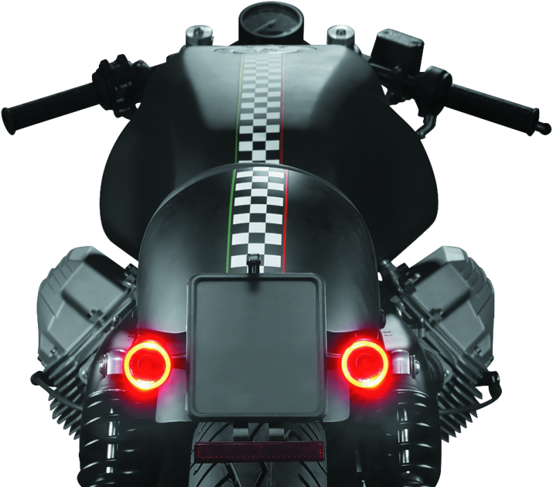 Kuryakyn Bullet 1000 LED turn signal light with white and amber clear lens in satin black finish for powersports vehicles