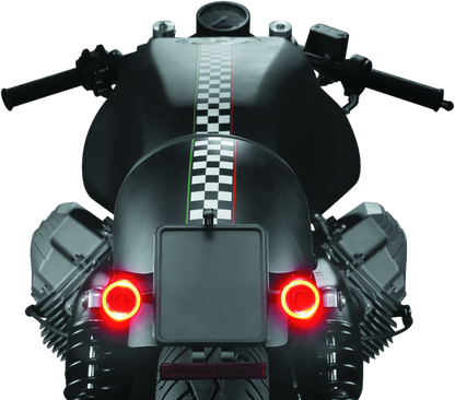 Kuryakyn Bullet 1000 LED turn signal light with white and amber clear lens in satin black finish for powersports vehicles