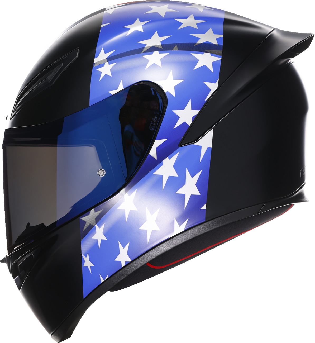 AGV K1 S motorcycle helmet with US flag design in red, white, and blue, medium size, featuring a sleek aerodynamic shape.