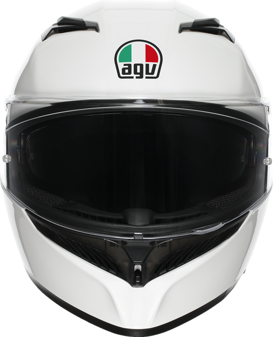 AGV K3 Mono white motorcycle helmet with aerodynamic design, Pinlock MaxVision lens, and enhanced ventilation, size 2XL