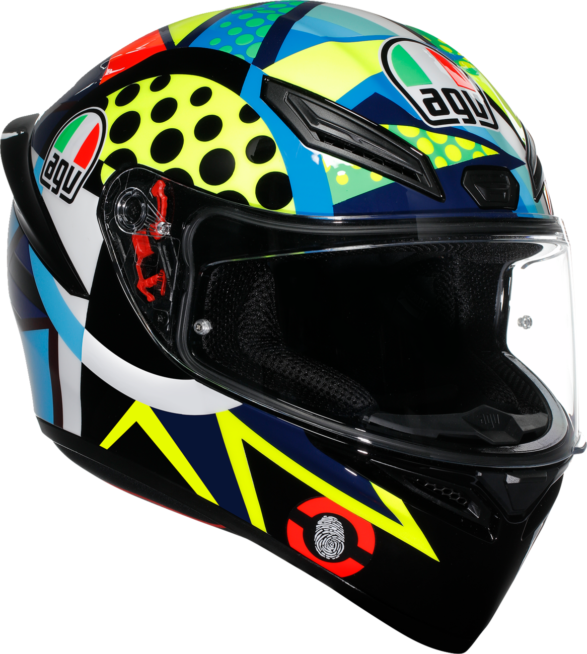 AGV K1 S Rossi Winter Test 2020 motorcycle helmet in small size with sleek design and clear visor, suitable for motorcycle riders.