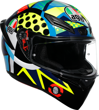 AGV K1 S Rossi Winter Test 2020 motorcycle helmet in small size with sleek design and clear visor, suitable for motorcycle riders.