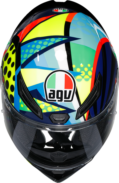 AGV K1 S Rossi Winter Test 2020 motorcycle helmet in small size, featuring a sleek design and full face coverage for rider safety.