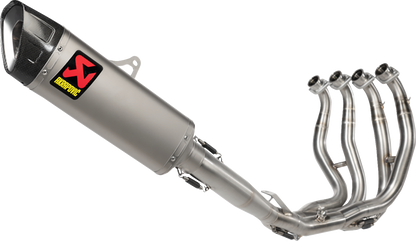 AKRAPOVIC racing titanium exhaust system for Suzuki Hayabusa, showing sleek, high-performance motorcycle exhaust components.