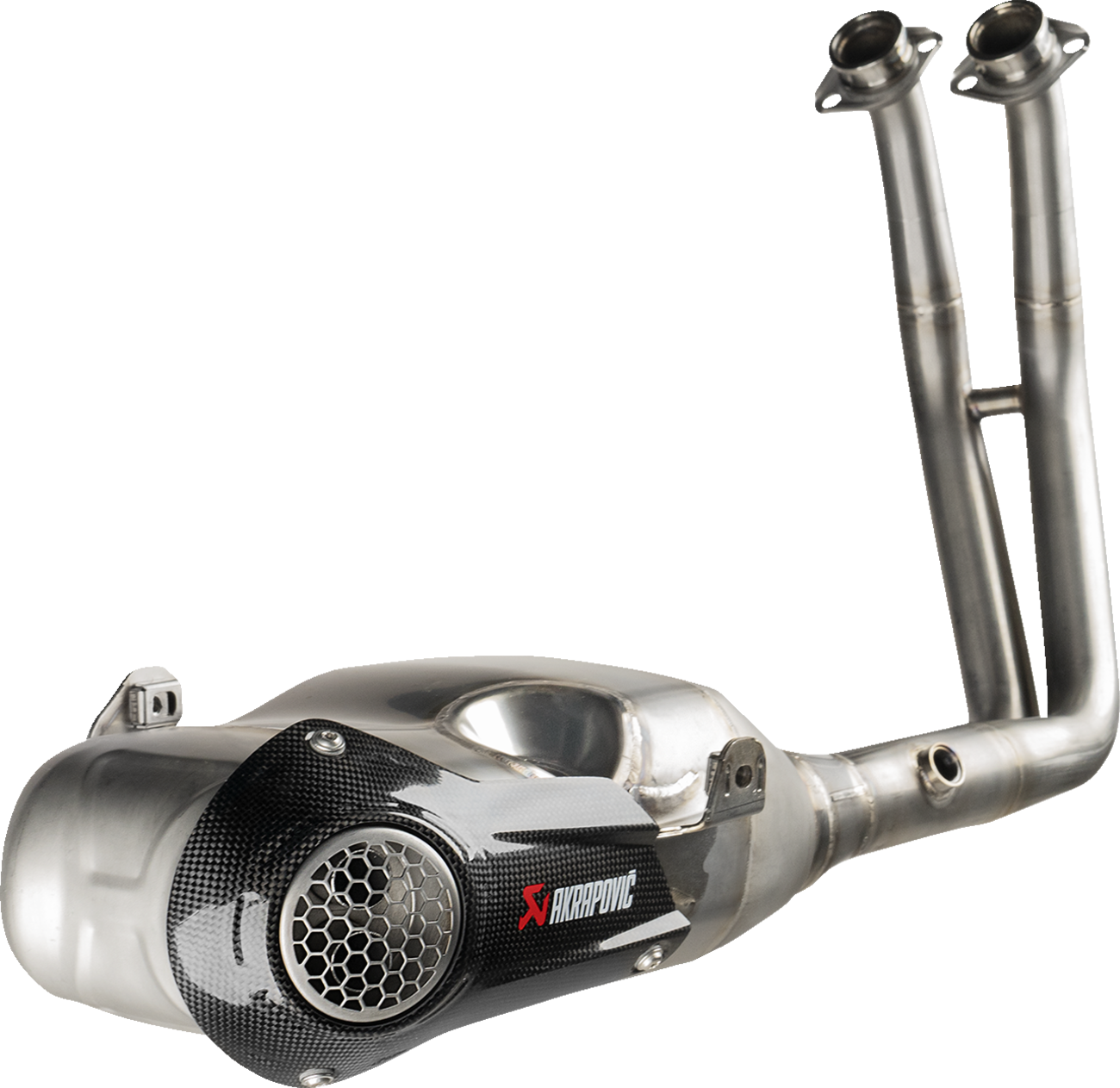 AKRAPOVIC Racing Line stainless steel exhaust system for Suzuki GSX-8S and GSX-8R motorcycles, showing the high-performance muffler.