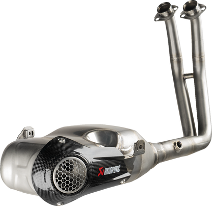 AKRAPOVIC Racing Line stainless steel exhaust system for Suzuki GSX-8S and GSX-8R motorcycles, showing the high-performance muffler.