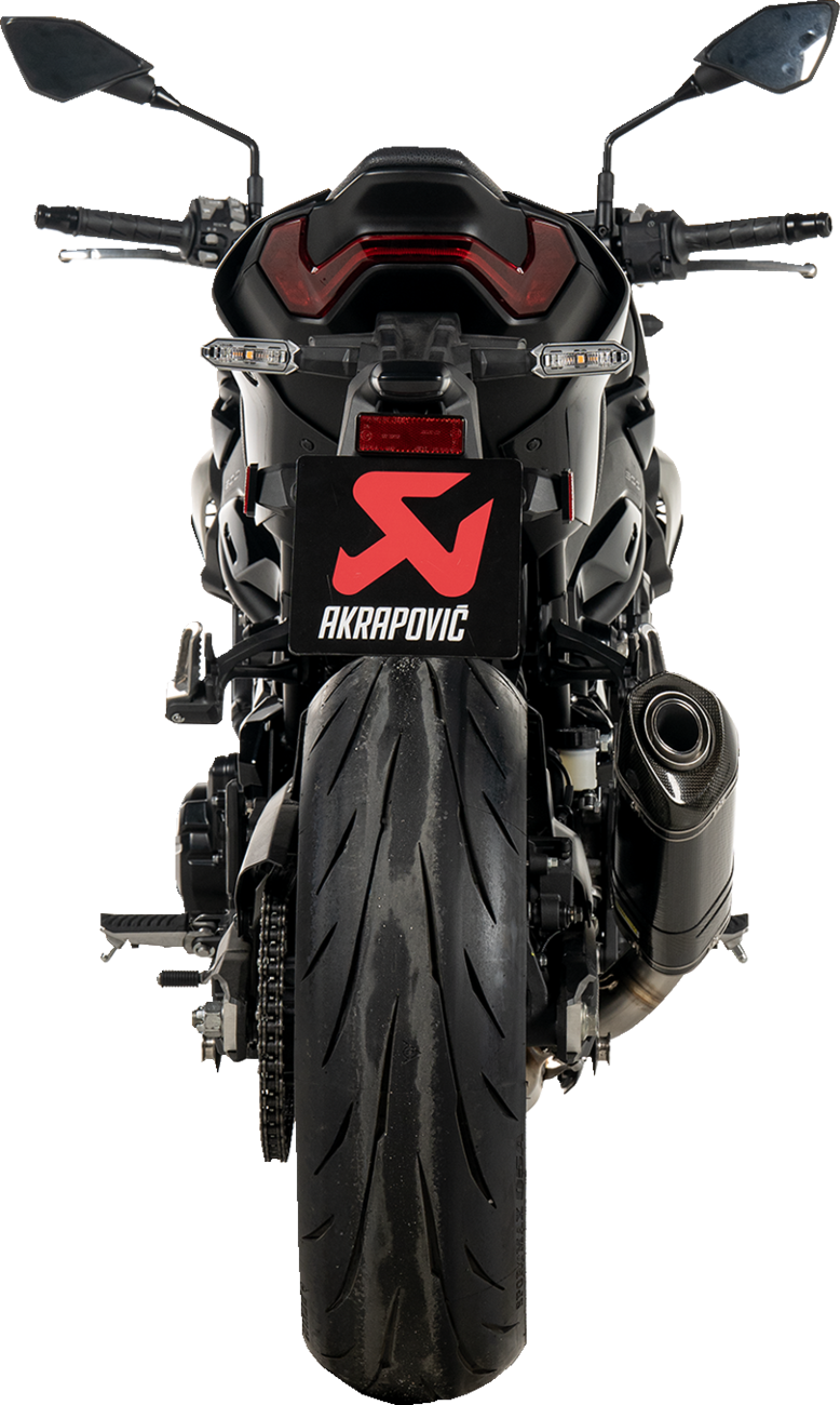 Akradovic slip-on line muffler for Kawasaki Z900, carbon fiber finish, sleek motorcycle exhaust by AKRAPOVIC.