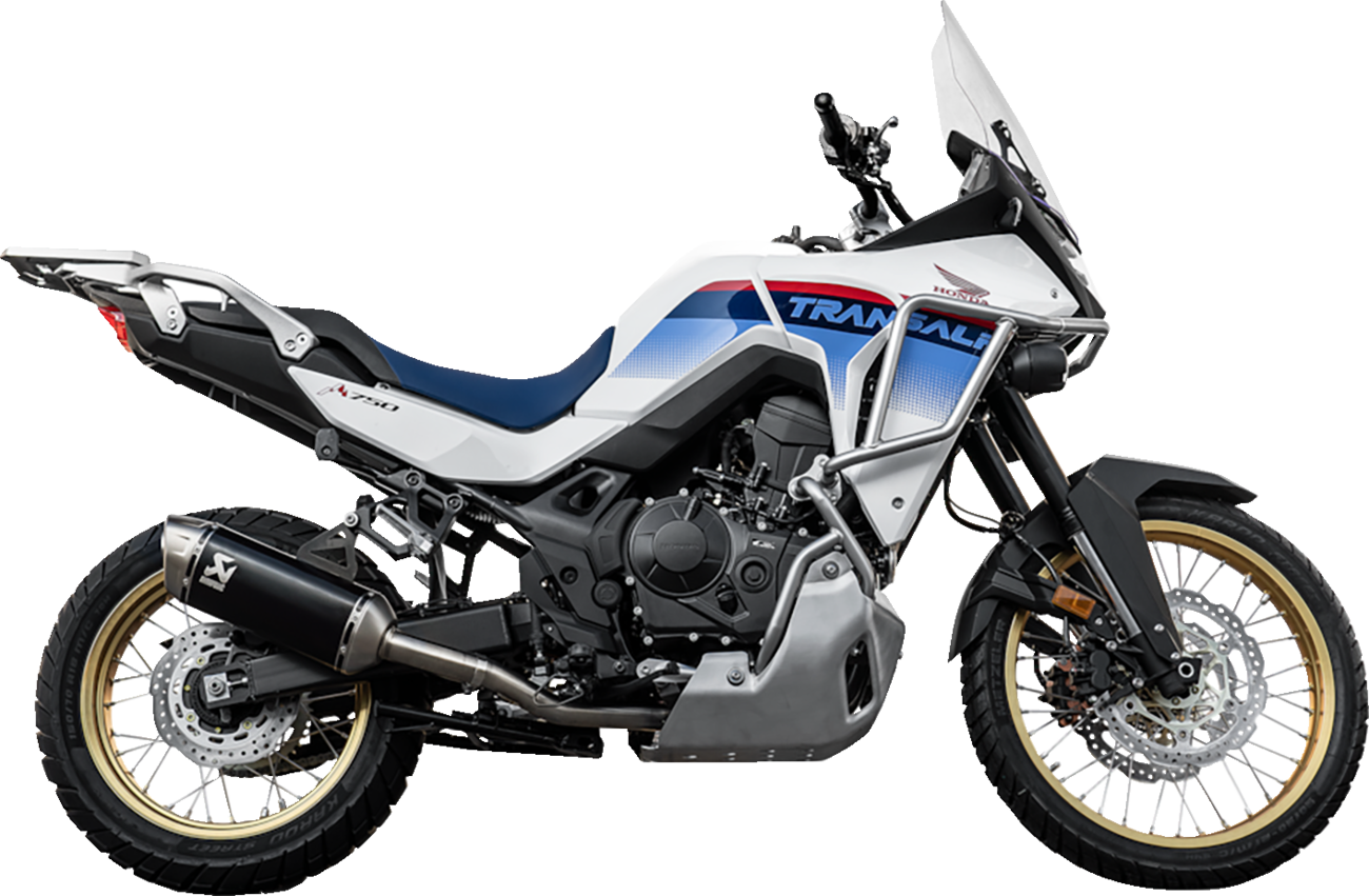 AKRAPOVIC stainless steel header pipe for Honda XL 750 Transalp E-H7R7 motorcycle, showing the sleek, polished exhaust component.