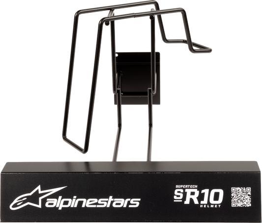 Alpinestars helmet display shelf Model 99AS-98003 showcasing helmet storage and display for motorcycle helmets.