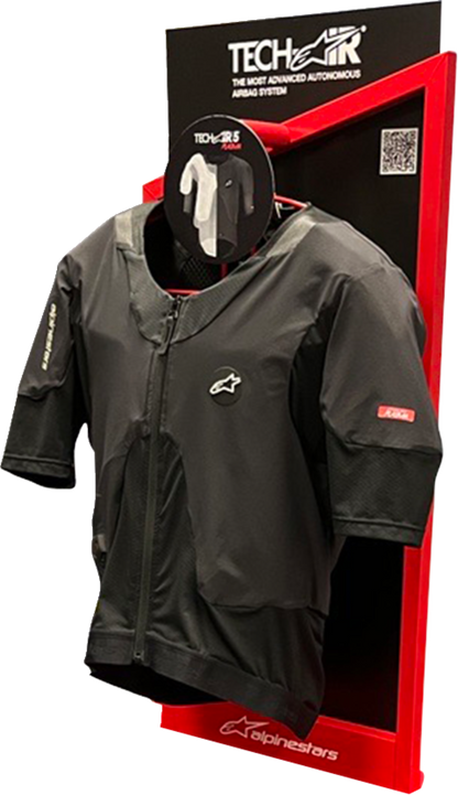 Alpinestars Tech-Air Display Wall Mount in black with mounting bracket and branding, designed for motorcycle airbag system display.