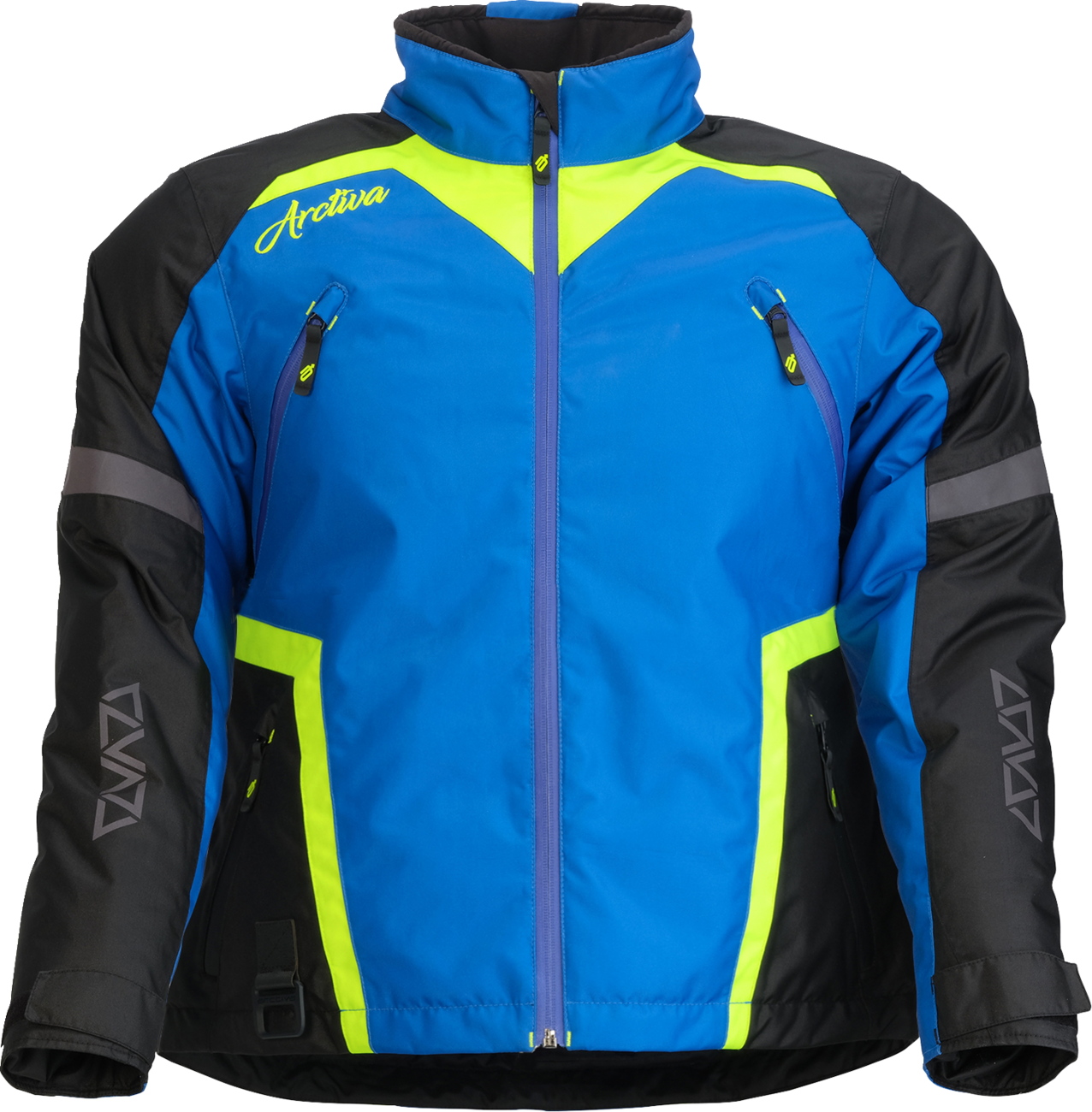 ARCTIVA Women's Pivot 8 insulated jacket in blue and hi-viz colors, featuring a sleek design and warm, weather-resistant insulation.