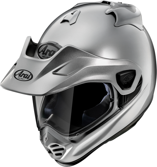 Silver ARAI XD-5 helmet with VAS-A shield system and advanced ventilation, size XL, featuring sleek design and durable aluminum construction.