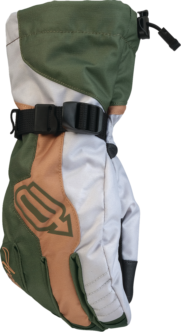 ARCTIVA Women's Pivot 8 insulated waterproof winter gloves in green and tan, large size with 3M Thinsulate for warmth.