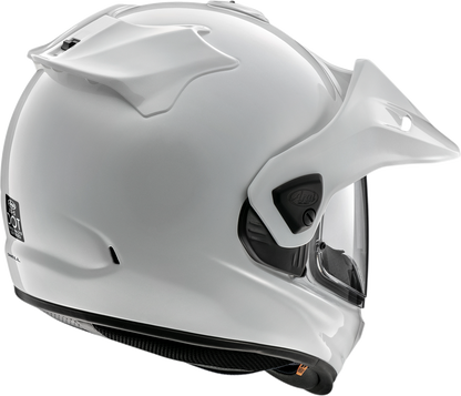 White ARAI HELMETS XD-5 motorcycle helmet with a sleek design, medium size, featuring the brand logo on the front.