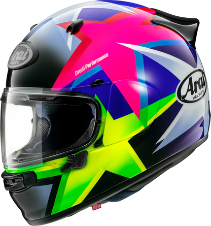 Arai Contour-X Star helmet in 2XL size with advanced ventilation and aerodynamic design, shown from the side.